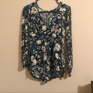 Floral long sleeve romper